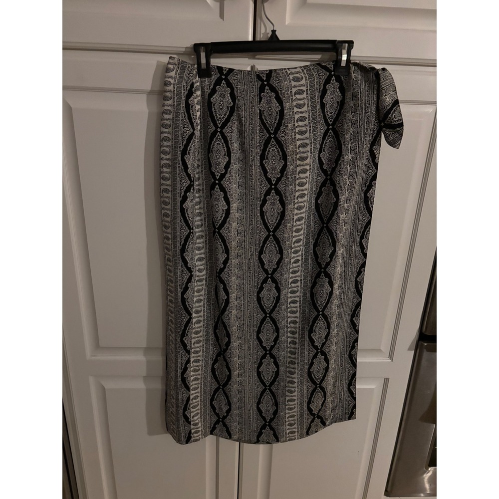 Talbots Black White Paisley Silk Column Skirt Women's Size‎ 16